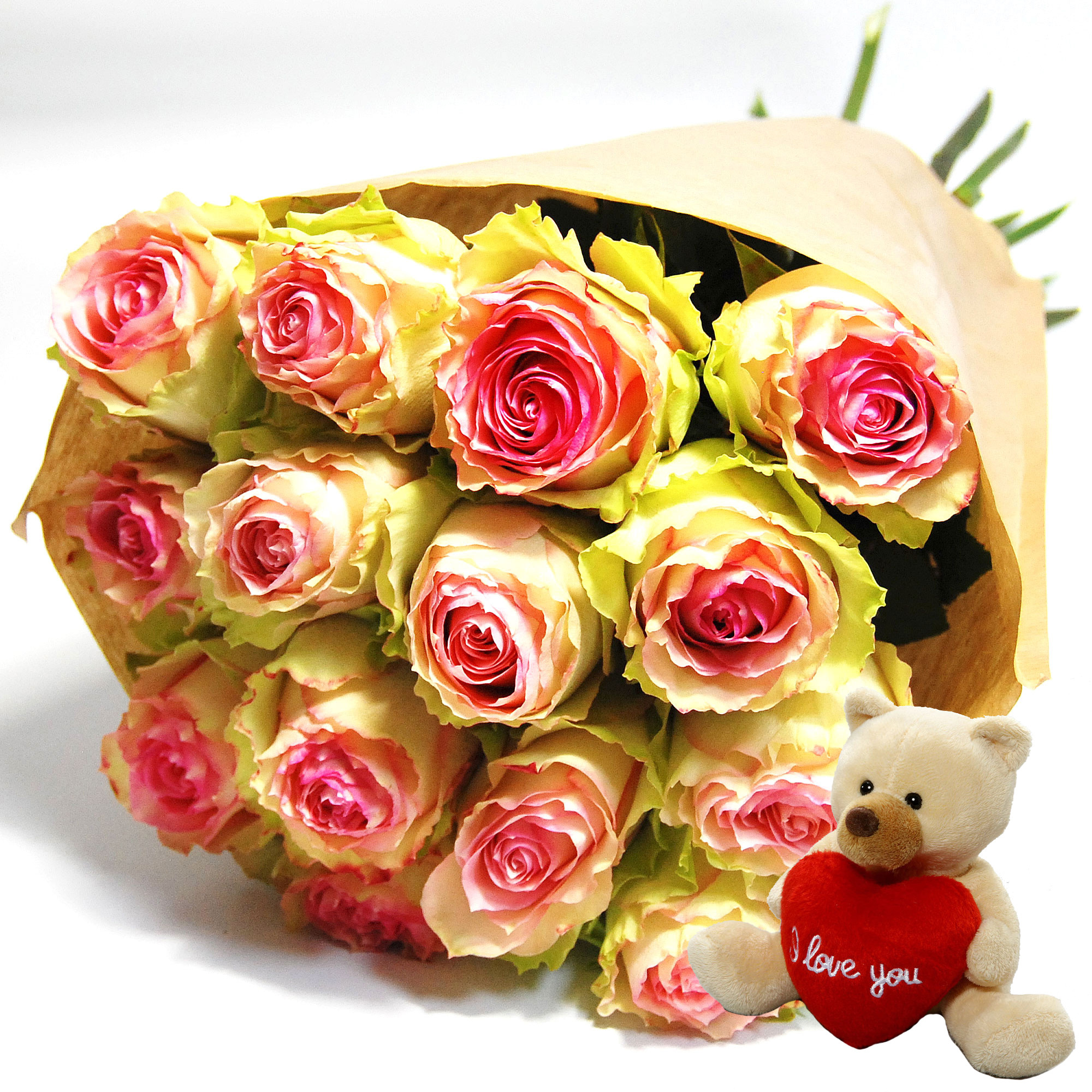 Blumenstrauß Rosenstrauß Esperance mit Bär