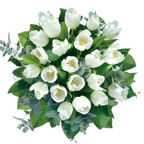Blumenstrauß weise Tulpen